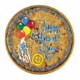 Chocolate chip cookie cake decorated with &ldquo;Happy Father&rsquo;s Day&rdquo; icing, colorful sprinkles and balloons, festive sweet dessert treat