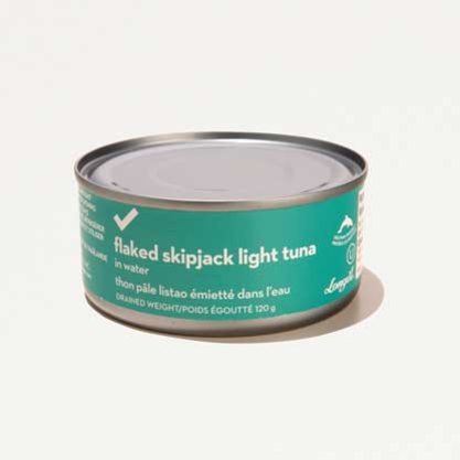 Longo&rsquo;s flaked skipjack light tuna in water 120 g &ndash; premium canned tuna for healthy meals.