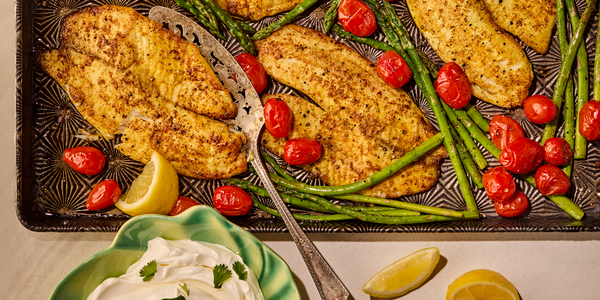 SPICED FISH SHEET PAN DINNER