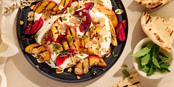 CHILI GINGER STONE FRUIT WITH LABNEH