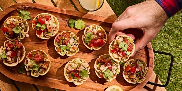 GRILLED SHRIMP MINI TOSTADA CUPS