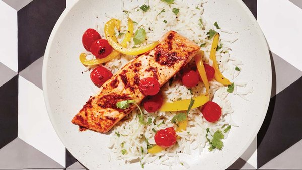HARISSA SALMON AND BASMATI RICE