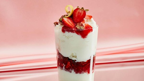 LEMON GELATO MOUSSE WITH HONEY ROASTED PECANS