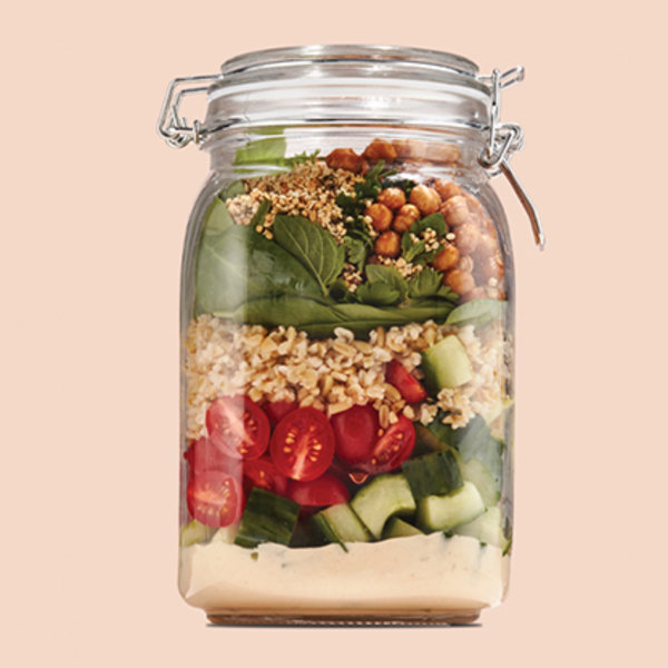 MEDITERRANEAN POWER BOWL WITH CRISPY SPICED CHICKPEAS