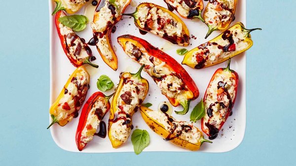 MUFFULETTA-STUFFED GRILLED PEPPERS