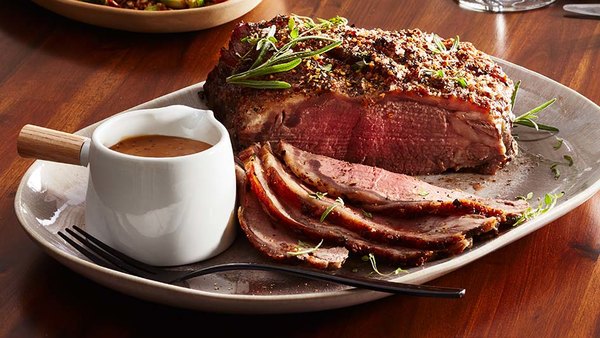 ROAST BEEF WITH CREAMY MUSTARD HERB GRAVY