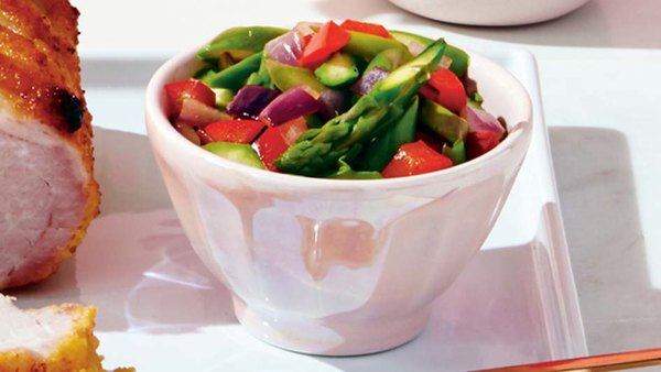 ROASTED PEAMEAL WITH ASPARAGUS RELISH