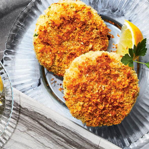 SESAME-ROASTED COD CAKES WITH TAHINI SAUCE