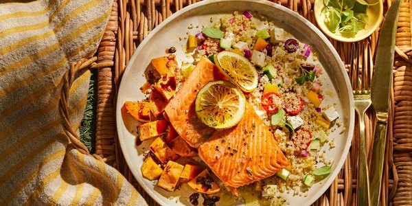 ROSEMARY HONEY ROASTED SALMON WITH SWEET POTATOES