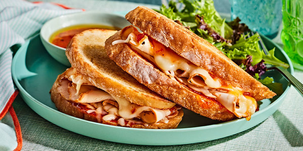 SHEET PAN TURKEY GRILLED CHEESE AND GREENS