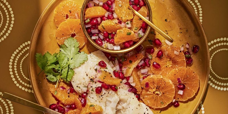 COD WITH ORANGE POMEGRANATE SALSA