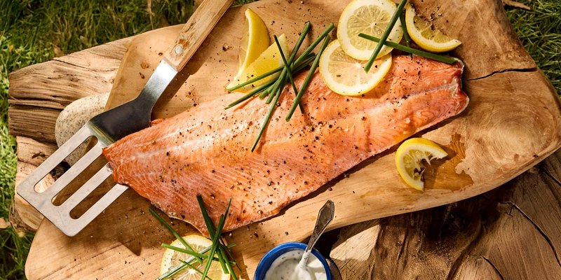 GRILLED SOCKEYE SALMON WITH CREAMY MUSTARD & CHIVE SAUCE