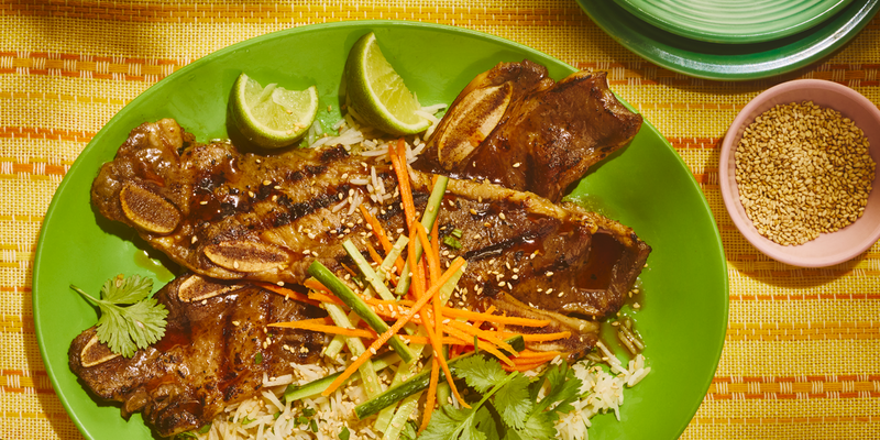 HONEY-SOY GRILLED SHORT RIBS WITH CILANTRO-LIME RICE