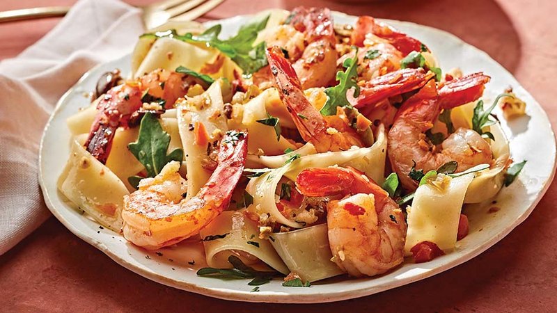 MEDITERRANEAN MUFFULETTA SHRIMP AND PASTA