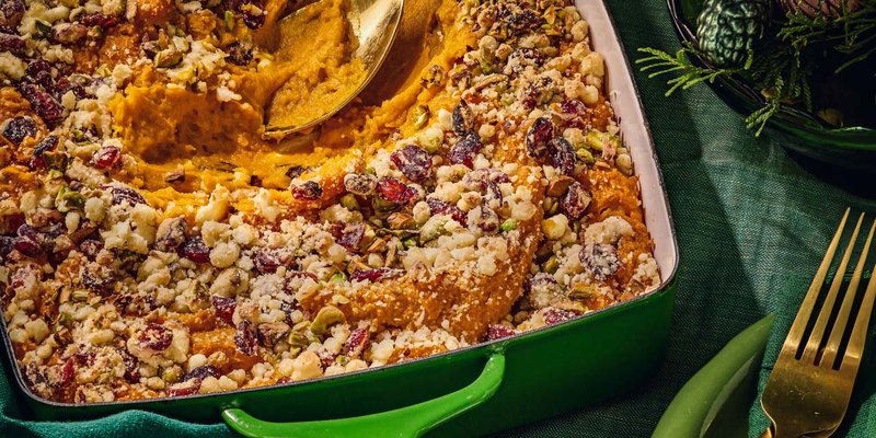 PISTACHIO FETA CRUMBLE TOPPED SQUASH
