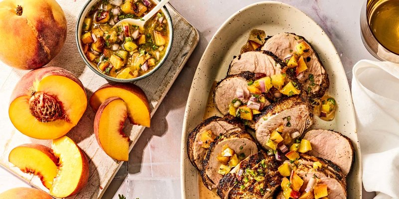 GRILLED PORK TENDERLOIN WITH GRILLED PEACH SALSA