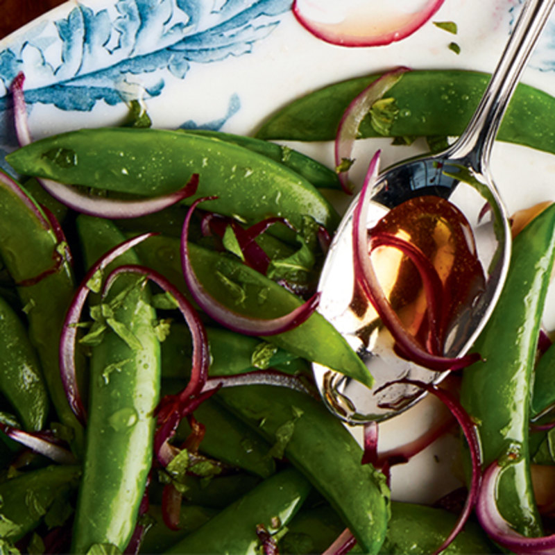 QUICK GLAZED SNAP PEAS WITH LEMON MINT