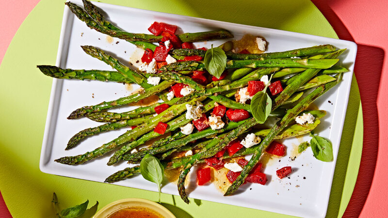 ROASTED ASPARAGUS WITH PEPPER “VINAIGRETTE”