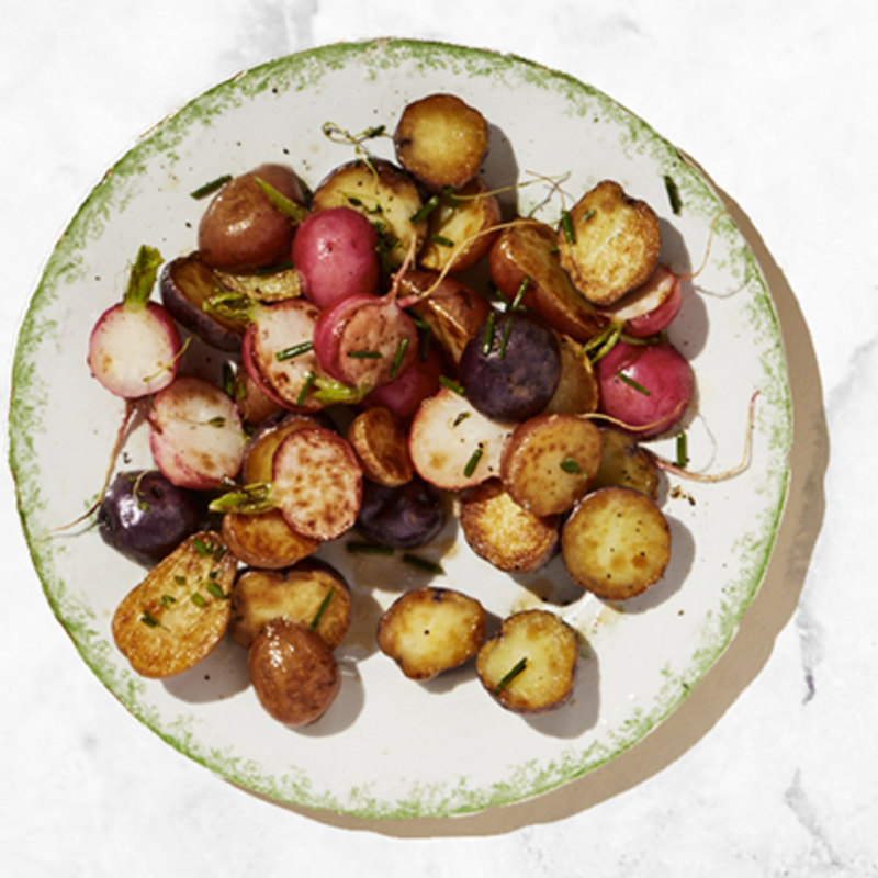 SKILLET-BRAISED BABY POTATOES AND RADISHES