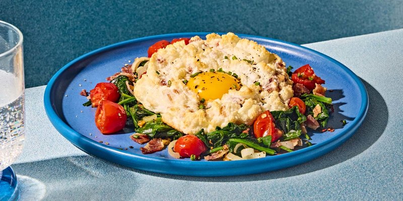SPINACH BACON CLOUD EGGS