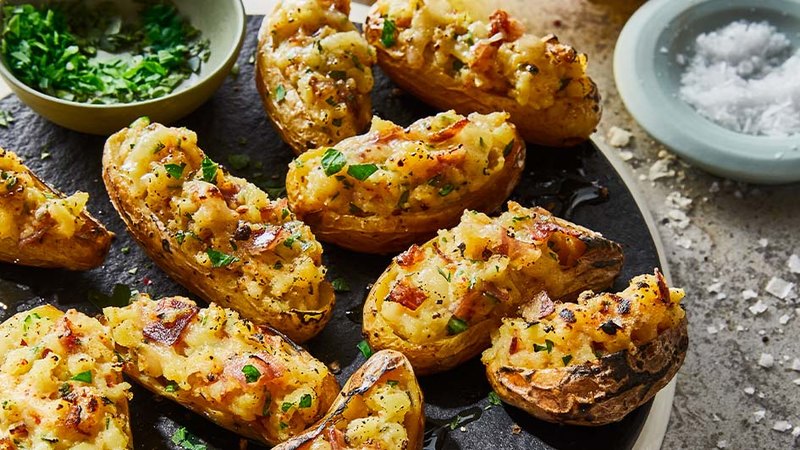 STUFFED LOADED FINGERLING POTATO SKINS