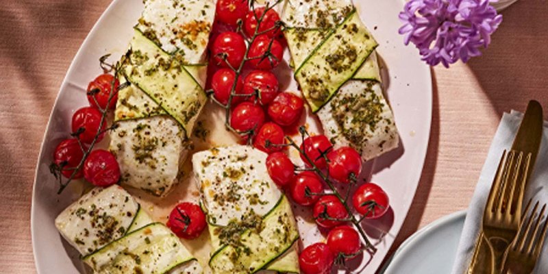 ZUCCHINI-WRAPPED HALIBUT